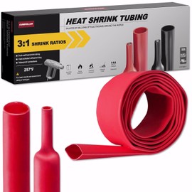 CUBEFELLER® 3:1 Ratio 3/4 Inch (19.1mm) Red Heat Shrink Tubing - 4ft (1.22M Total Length), Marine Grade Waterproof Adhesive Lined, Insulation Sealing Oil-Proof Wear-Resistant,ET0419R