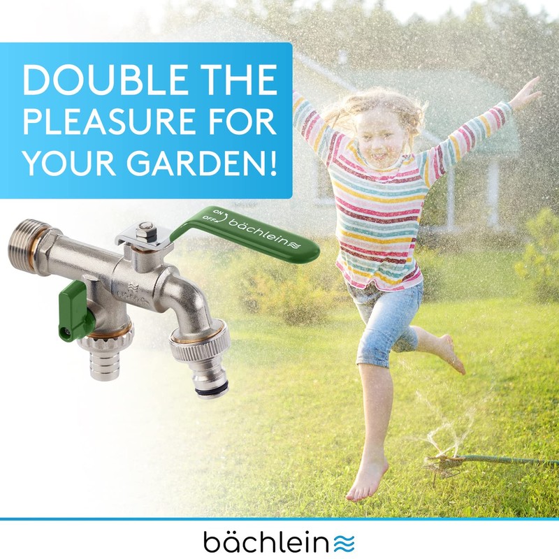 Bächlein Universal Double Outlet Tap with Reduction Adapter for 1"