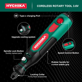 HYCHIKA 3.6V Cordless Rotary Tool Kit - 77PCS Accessories for Drilling, Sanding, Polishing, Engraving，Mini Multi-Tool with Variable Speed & Type-C Charging，Ideal for DIY fine work，Etching, Woodworking