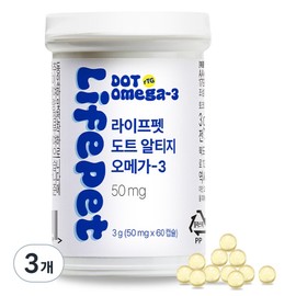 Life Pet Pet CSP Container Dot Altige Omega 3 3g, 3 units, skin and fur, 60 tablets / 라이프펫 반려동물 CSP용기 도트 알티지 오메가3 3g, 3개, 피부피모, 60정
