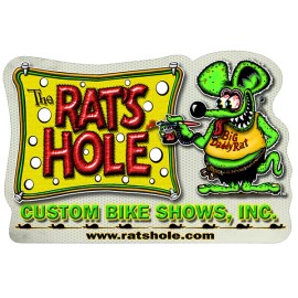 Rats Hole Rat's Hole Banner Logo 3 1/2" x 5 1/2" bumper Sticker Rat Fink Big Daddy Rat