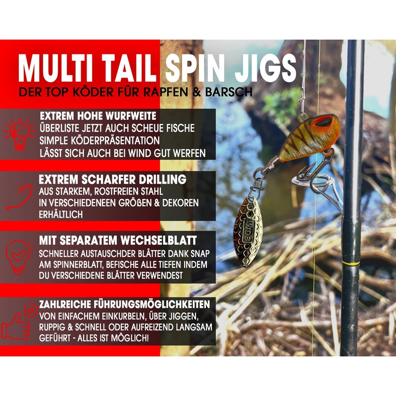 Wild Devil Baits Multi Tail Spin Jig Lead Head Spinner