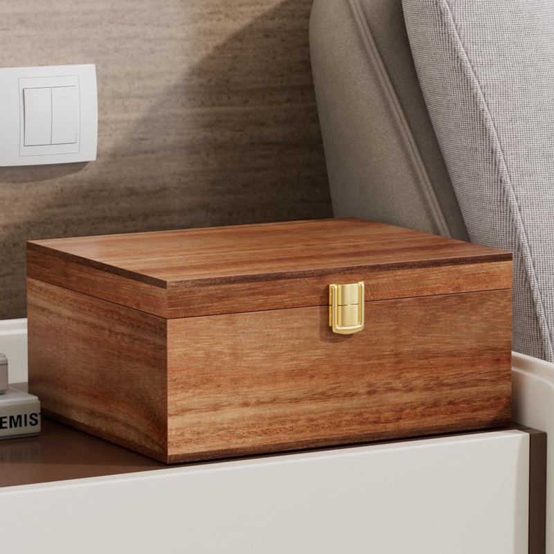 Yaoyiizy Wooden Keepsake Box, Acacia Memory Box with a Hinged