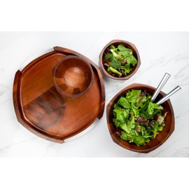 nambe Rivet Handled Tray - Modern Serveware with Acacia Wood & Alloy Handles - Ideal for Serving Wine, Appetizers, Entertaining Guests in Style, Decorative Charcuterie Boards - Unique Bar Gifts