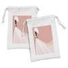 Ambesonne Bridal Shower Fabric Pouch Set of 2, Bride in