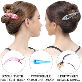 RC ROCHE ORNAMENT 6 Pcs Womens Hair Clip Professional Styling Sectioning Inner Teeth Curve Durable Alligator Duck Bill Jaw Strong Secure Grip Salon, Medium Transparent Multicolor