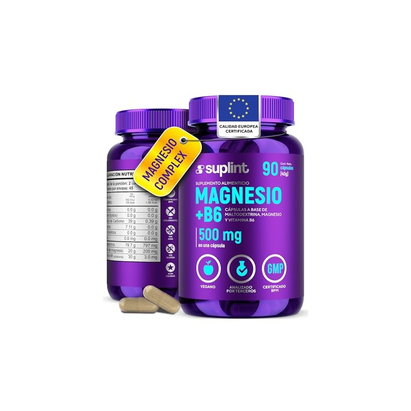 Citrato Magnesio 200 Vitamina Complex Suplemento Vegano Alta Absorción Apoyo