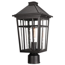 Darkaway Large Outdoor Post Lights Lamp Post Light Fixture, 17inch Waterproof Aluminum Post Lamp with Glass, Fence Post Deck Lighting for Garden, Patio, Pathway (Large，Black)