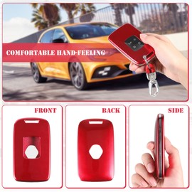Car Key Case Cover Compatible with Renault Clio Dacia Espace Master Megane Talisman Scenic Kadjar 4 Buttons Car Key Cover Key Cover TPU Key Case with Key Fob Red