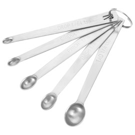 Aeaocvo Set of 5 Stainless Steel Measuring Spoons, Small Teaspoons with Scale, Measuring Spoon Gram, Tablespoon, Dosing Spoon, Spice Spoon for Small Spice Jars, Dry Rations, Liquid, Baking Measuring