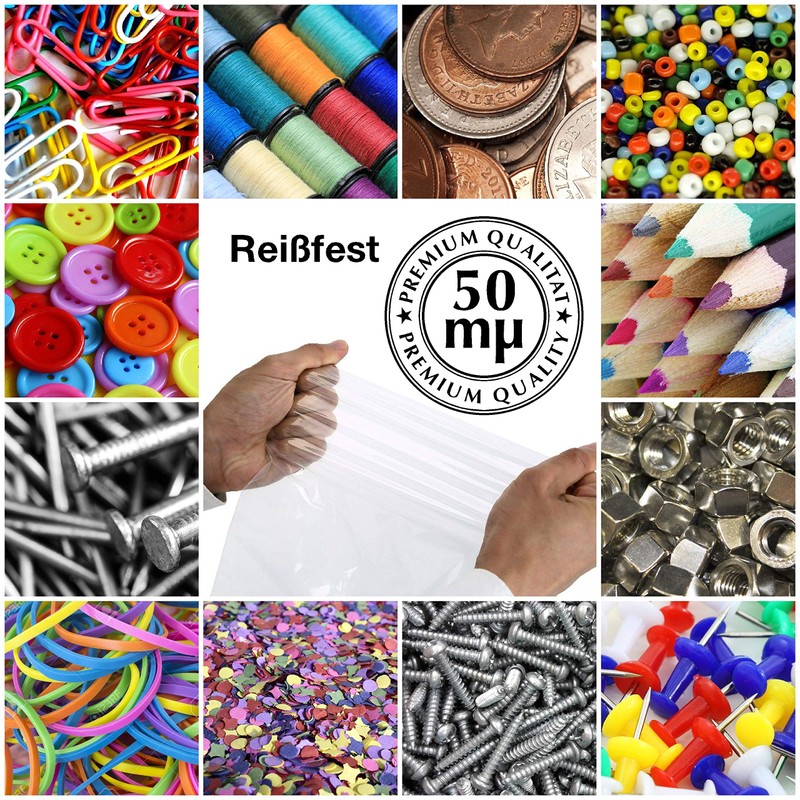 Ziplock Bags 16 x 22 cm Pack of 100 Reusable