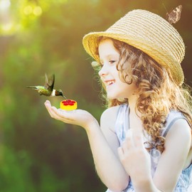 Handheld Small Hummingbird Feeders, 4pcs Mini Hummingbird Hand Feeder with Cleaning Brush, Window Plastic Humming Bird feeders for Outdoors