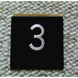 Brand New 3rd Floor Elevator Jamb Plate Sign, Braille #3, Raised Dots & Number