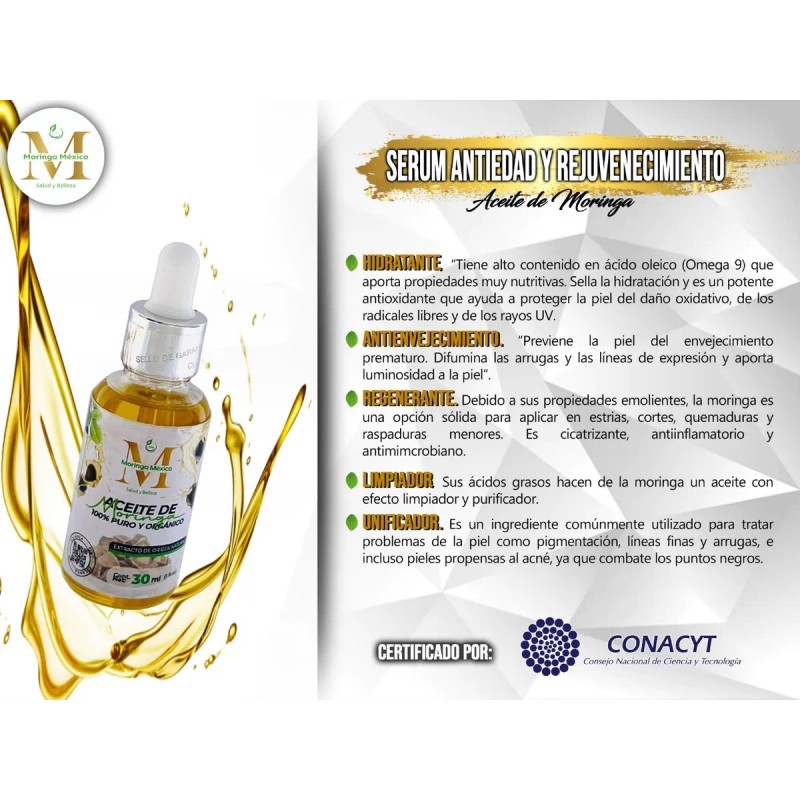 Aceite De Moringa 100% Puro, Orgánico Y Certificado.