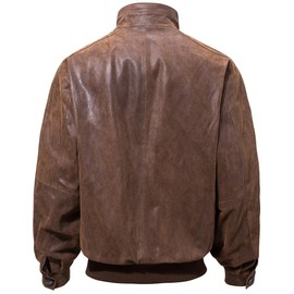 FLAVOR Men's Moto Real Leather Classic Jacket with Stand Collar (Brown, m)