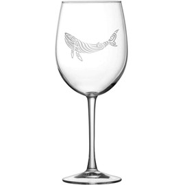 Integrity Bottles Tribal Whale Tulip Wine Glass, Hand Etched 15.4 oz Unique Gifts, Made in USA, Sand Carved