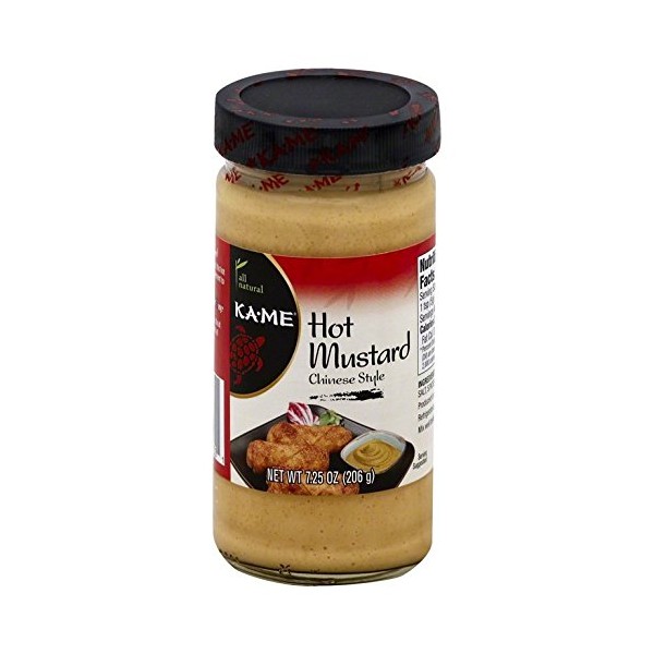 KA-ME Hot Mustard 7.25 oz, Authentic Asian Ingredients and Flavors, Certified Gluten Free, No Preservatives/MSG, Condiments For Egg & Spring Rolls, Fried Wonton, Roasted Pork Belly, Chinese Beef Hot Pot and Many More