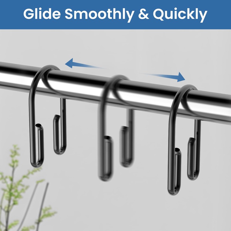 Black Shower Curtain Hooks Rings ，Double Sided Shower Curtain Rings