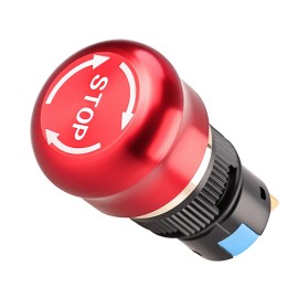 Emergency Stop Push Button Switch Waterproof Button Construction Emergency Mushroom Push Button for Industrial PanelRated Voltage: 12 V, Size: 16mm