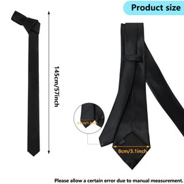 VIRAHYEM Formal Neckties for Men, 3.15" Classic Men's Solid Satin Neck Tie, Pure Color Necktie, Men Ties Business Wedding Party Work Tie (8cm, Black)