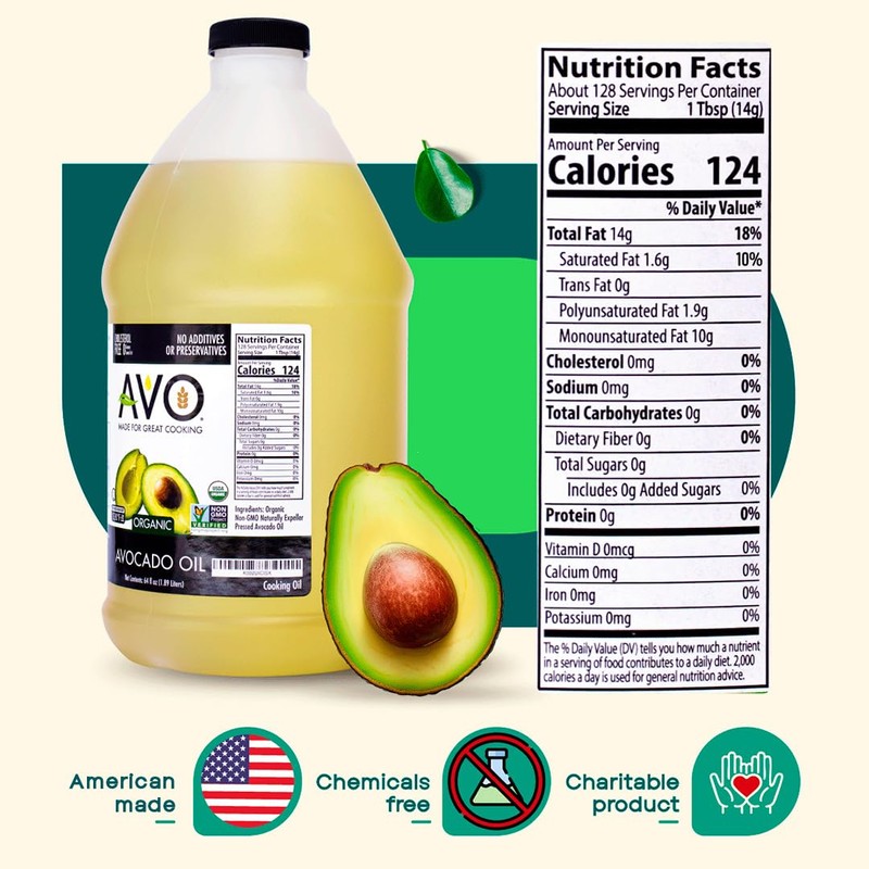 AVO ORGANIC AVOCADO Oil Frying, Baking, Non-stick Sautéing, Salads, Vinaigrette,