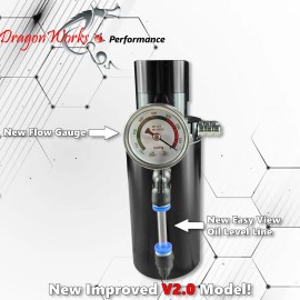 DragonWorks Performance Oil Catch Can Baffled Tank Breather Universal Black with Gauge Fits Eagle