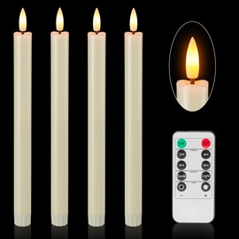 Flameless Taper Candles Battery Operated, Ivory LED Candles with Flickering Flame, 10.23" Plastic Electric Candlesticks, Remote Control & Timer for Home, Wedding, Christmas Decoration (Set of 4)