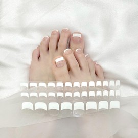 LIFOOST Semi Cured Gel Nail Strips 34 Pc. Toenail Gel Nail Stickers Pedicure Gel Wraps for Nails Glitter Toes Nail Polish Strips for Women Home Nails DIY