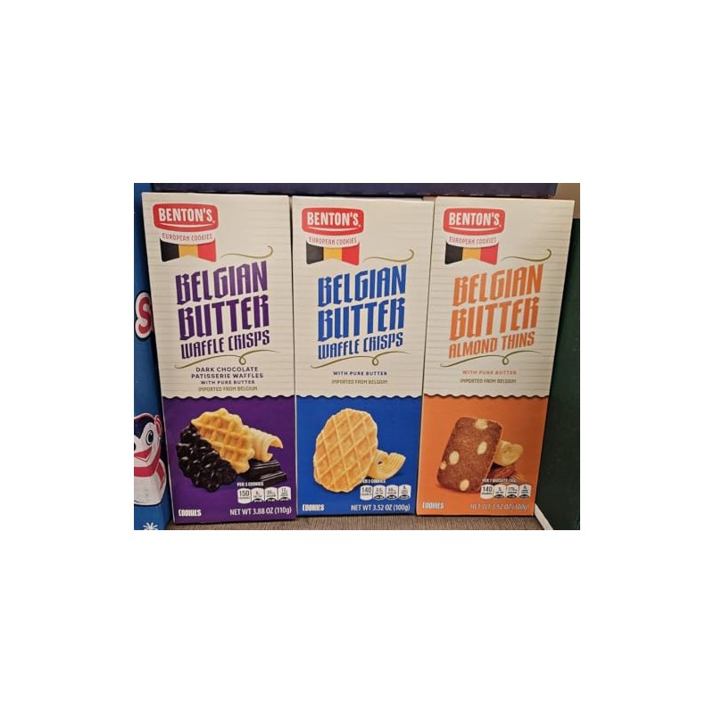 Bentons Belgian Butter Waffle Crisps & Almonds Thins 3.52oz 100g