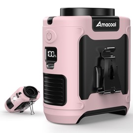 AMACOOL Portable Waist Fan Clip On, MAX 40H Work Time, 10000mAh Rechargeable Wearable Shirt Fan with Light, 16000RPM Powerful 5 Speed Belt Fans Personal Cooling Fans for Outdoor Jobsite Travel