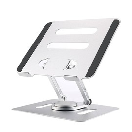UPERFECT Portable Monitor Stand, Adjustable Laptop Stand with 360 Rotating Base, Ergonomic Laptop Riser for Desk, Heavy Duty Aluminum Stand for 7-22 Inch Monitor/Laptops/Tablet, Silver