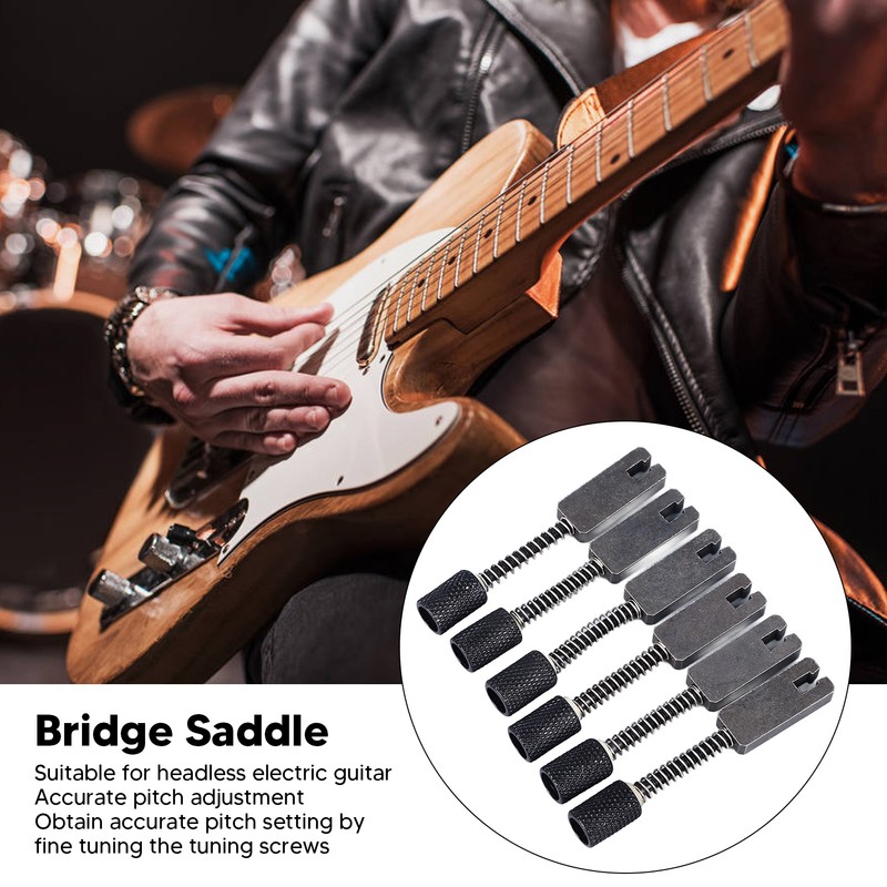 6 Pcs Headless Electric Guitar Bridge Saddle Precise Pitch Adjustment