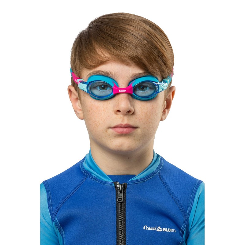 Cressi Dolphin 2.0, Azure/Rosado, Clear Lens, Goggles De Natación Juventud