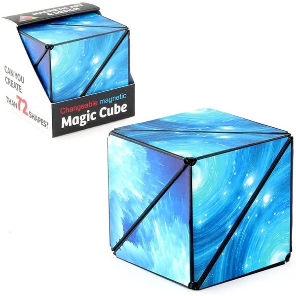 BBargain Basket Magic Cube Shape Shifting Fidget Box - Transforms Into Over 72 Extraordinary Geometric Shapes - Infinity cube Fidget Toy Brain Games For Kids & Adults. (Sky Blue)