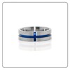 Fusamk Fashion Blue Epoxy Stainless Steel Cross Band Ring(Steel(7))