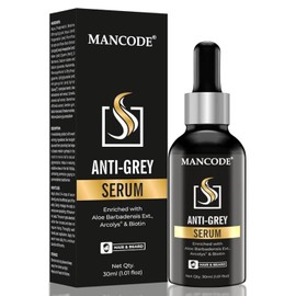 MAN CODE Anti Grey Serum | Restore Natural Black Color of Grey White Hair & Beard | Delay & Reverse Grays | Strengthen Roots | Toxin Free | For All Types - 30ml