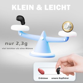 Mini unsichtbare Kopfhörer Bluetooth kabellos in Ear kleinste drahtlose schnurlose Ohrhörer Wireless Earbuds Headphones Ohrstöpsel für kleine Ohren Gehörgänge versteckt im Ohr Kopfhörer Earphones