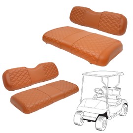 SAMXOMAP Golf Cart Seat Covers Front and Rear Waterproof and Sun Resistant Marine Grade Vinyl Leather Seat Cover Accessories for EZGO TXT 1994-2013, Brown(4PCS)