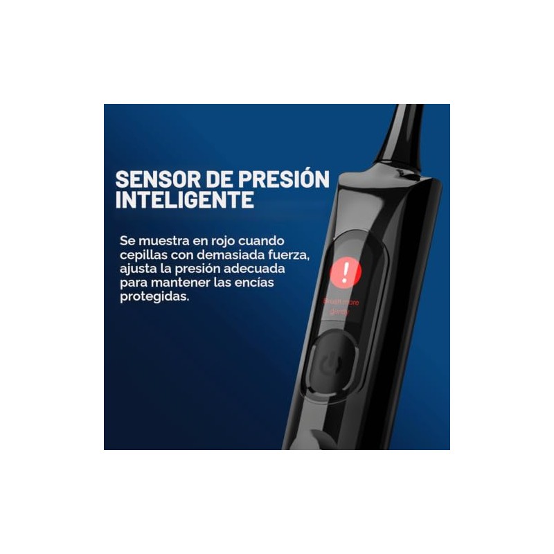 Cepillo de dientes eléctrico con sensor de presión, negro