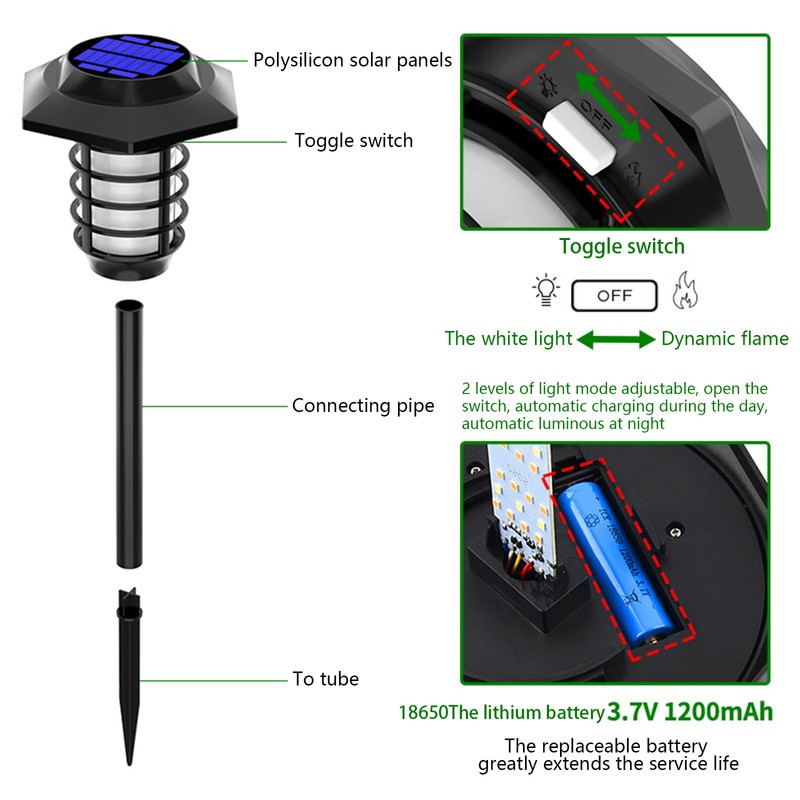 Solar Garden Lights Outdoor Waterproof Landscape Lighting Torches Garden Lights