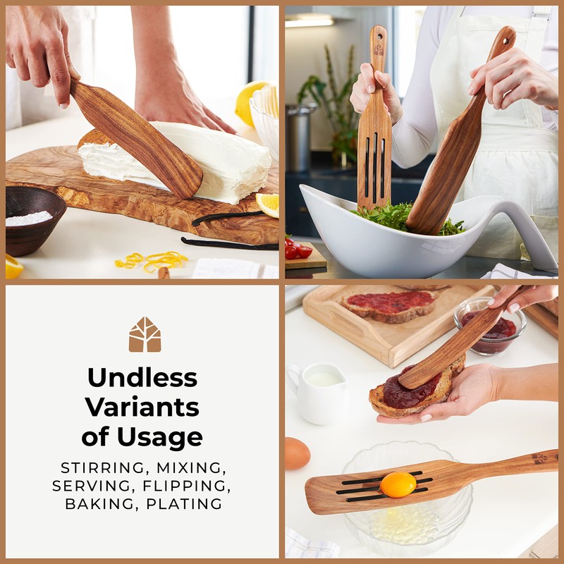 Wooden Spurtle Set, Teak Spurtles Kitchen Tools – Wooden Spatula