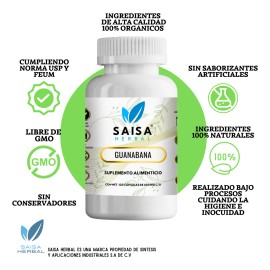 Guanabana 100% Pura Con 120 Cápsulas Saisa Herbal