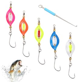 BEELUKY Pack of 5 Trout Spoon Set Twist Spoons Trout 3 g Fishing Trout Bait with 1 Fishing Hook Remover UV Active Self-Luminous Trout Bait Set for Zander Trout Pike