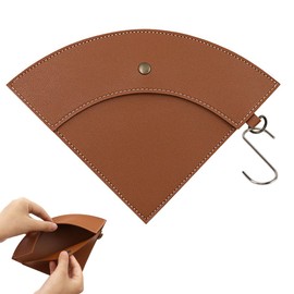 Ouliget Coffee Filter Holder, Reusable Hang Coffee Paper Filter Storage Bag for Cone shaped Filter Papers,Waterproof Leather Suitable for Outdoor Camping Traveling with Hook,Brown