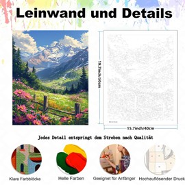 Arttoplus Paint by Numbers Adults Landscape Painting by Numbers Flower, DIY Acrylic Paint by Numbers Adults for Home Décor (40 x 50 cm)