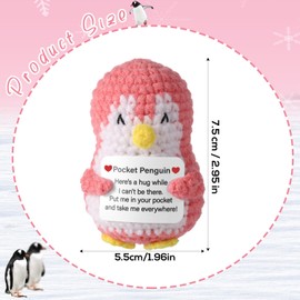 TOYMIS Funny Positive Penguin, Mini Cute Pocket Penguin Crochet Doll Potato Knitted Penguin Toy Emotional Support Penguin with Cheer Up Inspirational Card Creative Gifts for Birthday Party Decoration