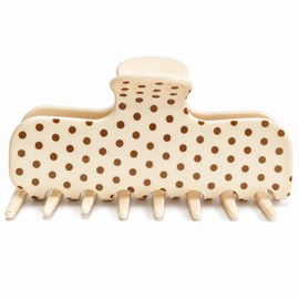 3.8 Inch Polka Dot Acetate Claw Clip for Women Thin & Thick Hair, Beige