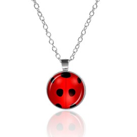 FKOJMH Cute Red Ladybug Jewelry Set - Bracelet, Earrings, and Necklace - Ladybird Jewellery