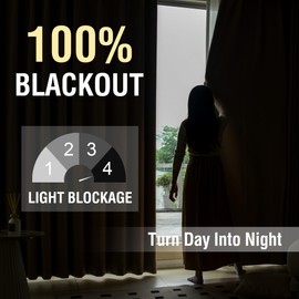 H.VERSAILTEX Blackout Curtains, Chenille Linen Curtains 108 inches Long 100% Blackout Curtains for Bedroom, Textured Linen Look Draperies Grommet with White Liner, 2 Panels, Heather Bleached Sand