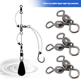 YINETTECH 50Pcs Three Way Brass Swivels Fishing Tackle 2#*3#-6#*7# T-shape Swivel for Catfishing Surf Fishing Drift Fishing Carbon Black